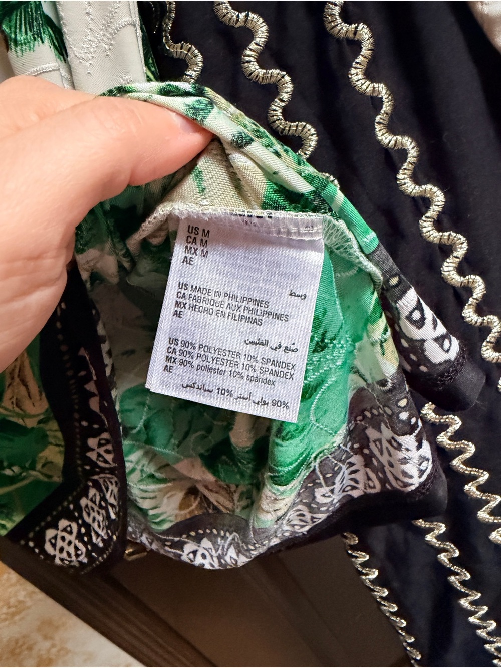 JM Collection Cream Long-Sleeve Tropical Palm Print Tunic - Picture 5 of 5